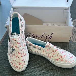 Blowfish White and Pink Floral Slip-On Sneakers